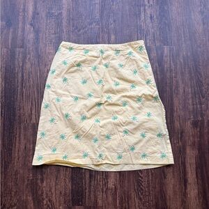 Talbots Petites Women’s Sunny Yellow Embroidered Palm Tree Mini Skirt- Size 4